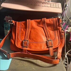 The Sak - Orange Leather Messenger Bag Crossbody Bag